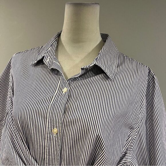 Free Assembly Striped Button-Up casual Dress with Waist Tie size extra large - Picture 2 of 15